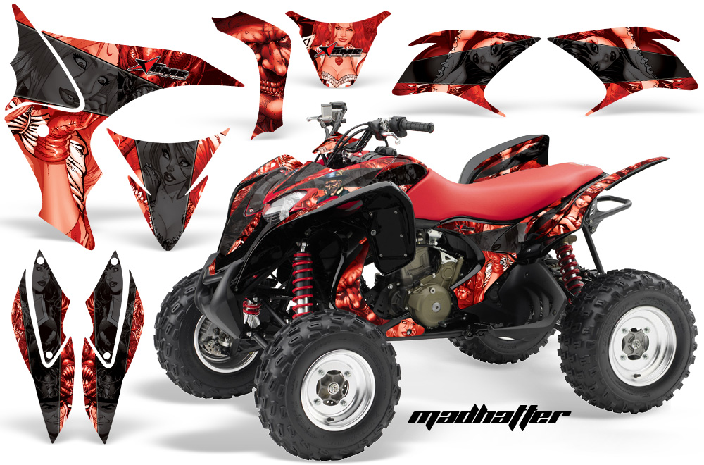 Honda TRX 700 Graphics Madhatter BLACKSTRIPE REDBG